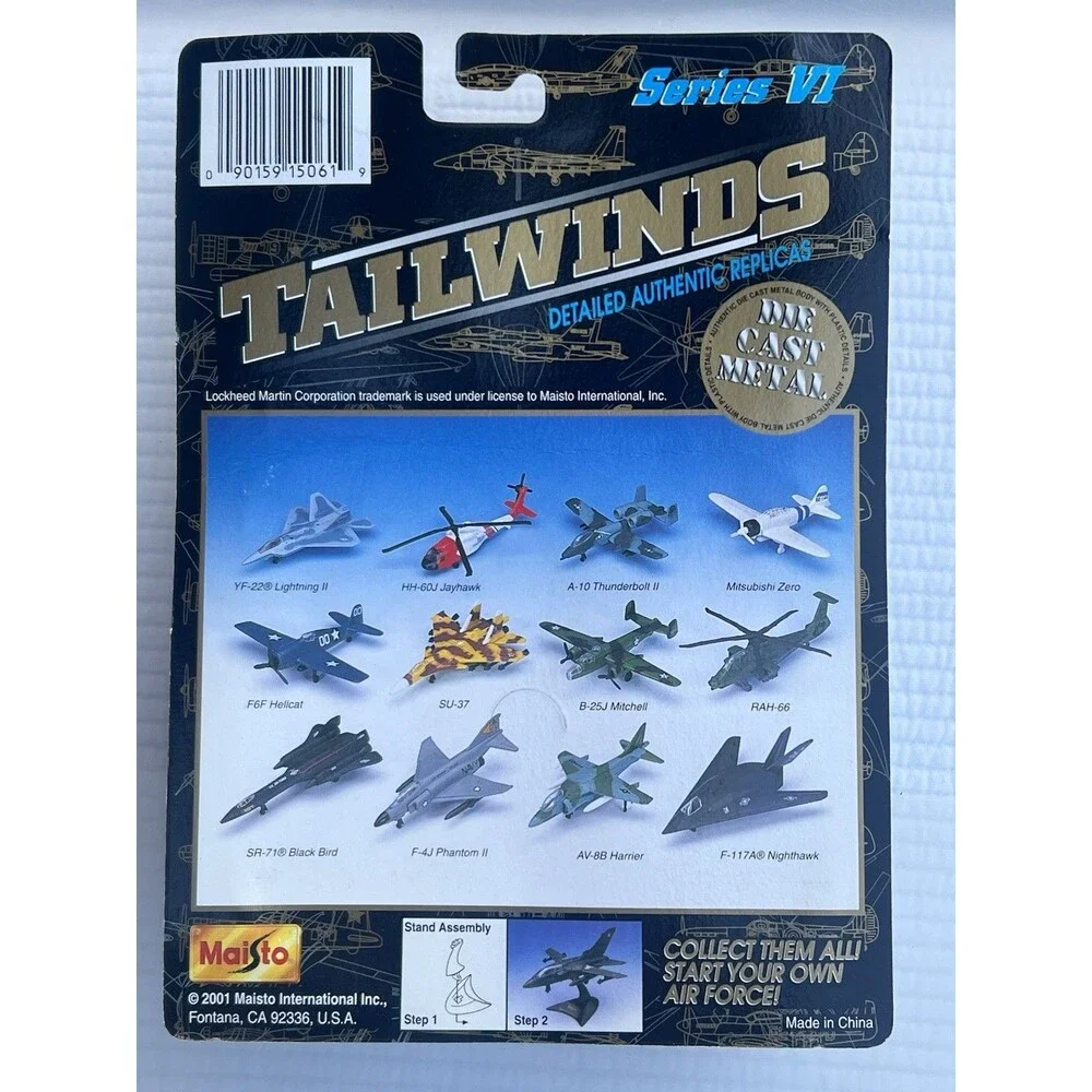 MAISTO 2001 TAILWINDS SERIES VI DIE CAST MILLITARY PLANE AV-8B HARRIER W/ STAND